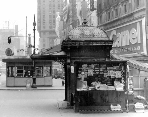 Times Square-Subway entrance and newsstand 1953 Times Square and 43rd Street.jpg